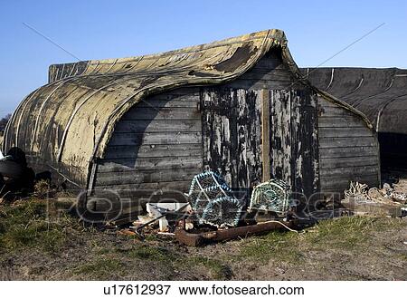 Old barn with lobster traps View Large Photo Image Stock Photo - Old barn with lobster traps. Fotosearch