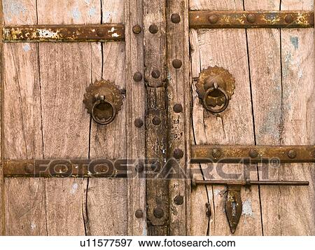 Old wooden door View Large Photo Image Stock Photo - Old wooden door. Fotosearch