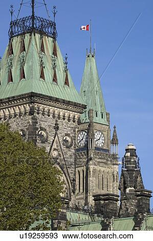 Stock Image - Peace Tower, Parliament buildings, Ottawa, Ontario, Canada. Fotosearch