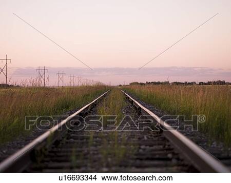 Railroad tracks, Manitoba, Canada View Large Photo Image Picture - Railroad tracks, Manitoba, Canada. Fotosearch