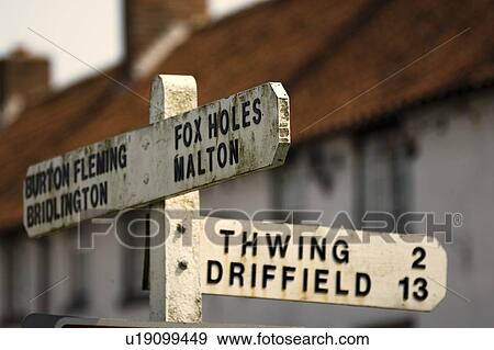 Stock Photo - Road sign, North Yorkshire, England. Fotosearch