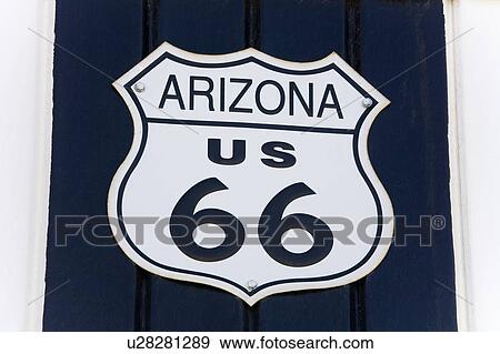 Stock Photo - Sign, Route 66 Museum, Victorville, California, USA. Fotosearch