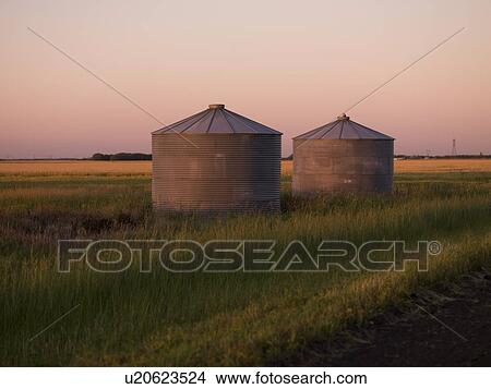 Silos in a field, Manitoba, Canada View Large Photo Image Picture - Silos in a field, Manitoba, Canada. Fotosearch