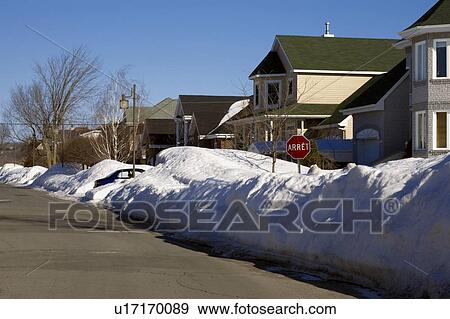 Snow piled on edge of street View Large Photo Image Stock Photo - Snow piled on edge of street. Fotosearch