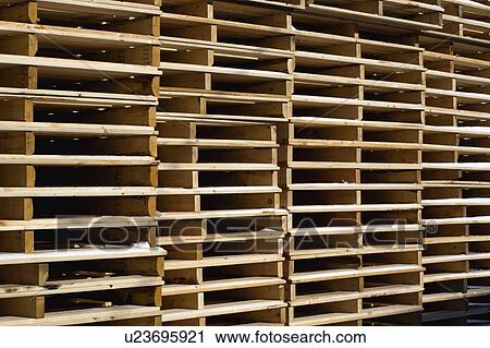 Stock Image - Stacks of pallets. Fotosearch