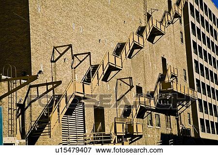 Stairs on the outside of a building View Large Photo Image Stock Photo - Stairs on the outside of a building. Fotosearch