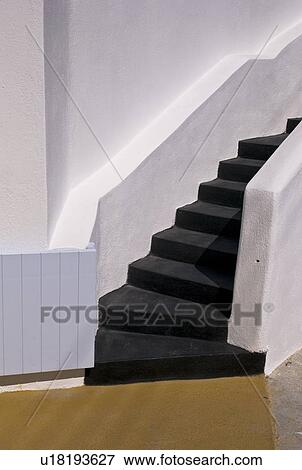 Stairway, Fira, Santorini, Greece View Large Photo Image Stock Photo - Stairway, Fira, Santorini, Greece . Fotosearch