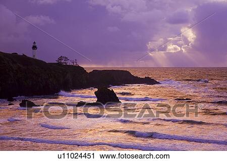 Sunset at Yaquina Head Lighthouse, Oregon Coast, USA View Large Photo Image Stock Image - Sunset at Yaquina Head Lighthouse, Oregon Coast, USA. Fotosearch