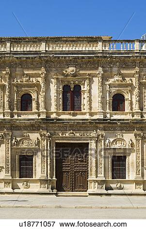 Stock Photo - The facade of Seville Town Hall, Ayuntamiento de Sevilla, Seville, Andalucia, Spain . Fotosearch