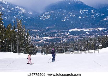 Two skiers, Whistler, British Columbia, Canada View Large Photo Image Stock Photo - Two skiers, Whistler, British Columbia, Canada. Fotosearch