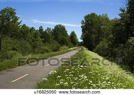 Stock Image - Waterloo, Quebec, Canada; Bicycle trail. Fotosearch