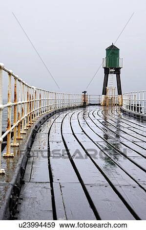 Stock Photo - Whitby, North Yorkshire, England, Pier. Fotosearch