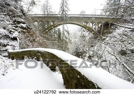 Winter snow storm, Shepperd's dell, Columbia River Gorge, Oregon, USA View Large Photo Image Stock Image - Winter snow storm, Shepperd's dell, Columbia River Gorge, Oregon, USA . Fotosearch