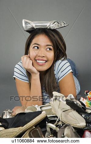 Woman who loves shoes View Large Photo Image Picture - Woman who loves shoes. Fotosearch