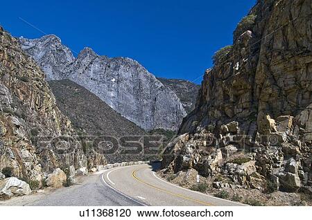 Stock Image - A road through Kings Canyon National Park, California, USA. Fotosearch