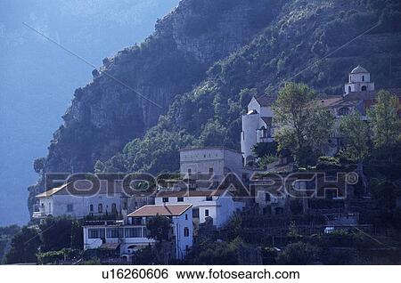 Amalfi, Italy; Traditional houses built up a cliff View Large Photo Image Stock Photograph - Amalfi, Italy; Traditional houses built up a cliff. Fotosearch