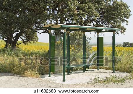 Andalucia, Spain; Local bus shelter in countryside View Large Photo Image Stock Image - Andalucia, Spain; Local bus shelter in countryside. Fotosearch