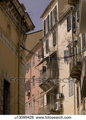 Apartment buildings, Corfu, Greece View Large Photo Image Stock Photo - Apartment buildings, Corfu, Greece . Fotosearch