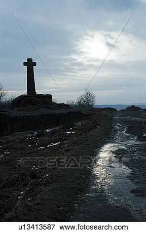 Baslow, Derbyshire, England, United Kingdom; Cross monument in a national park View Large Photo Image Stock Photo - Baslow, Derbyshire, England, United Kingdom; Cross monument in a national park. Fotosearch