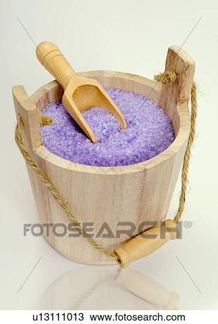 Stock Image - Bath salt in a bucket. Fotosearch
