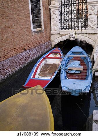Boats on a canal, Venice, Italy View Large Photo Image Stock Photo - Boats on a canal, Venice, Italy . Fotosearch