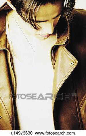 Bright brown leather jacket View Large Photo Image Stock Image - Bright brown leather jacket. Fotosearch