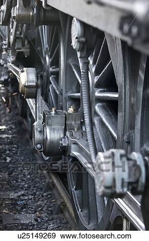 Close-up of steam engine train wheel View Large Photo Image Stock Photo - Close-up of steam engine train wheel. Fotosearch