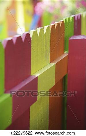 Stock Image - Colorful fence. Fotosearch