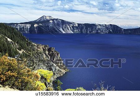 Stock Photograph - Crater Lake National Park, Oregon, USA; Lake inside a crater. Fotosearch
