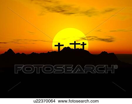 Crucifixion; Three crosses in the sunset View Large Photo Image Picture - Crucifixion; Three crosses in the sunset. Fotosearch