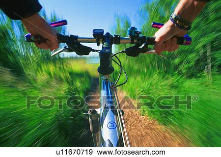 Stock Photo - Cyclist's view of trail bike. Fotosearch