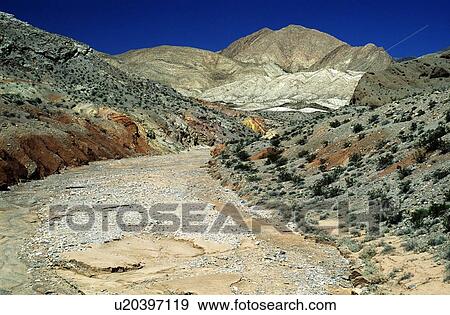 Stock Photo - Death Valley, California, USA; Dry river bed in the desert. Fotosearch