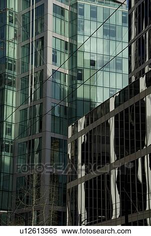 Stock Photography - Detail of glass office towers, Vancouver, British Columbia, Canada. Fotosearch