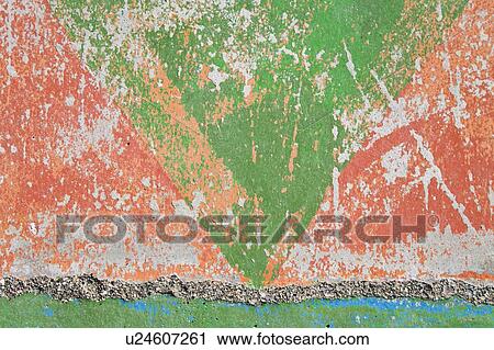Stock Image - Distressed paint on concrete wall. Fotosearch