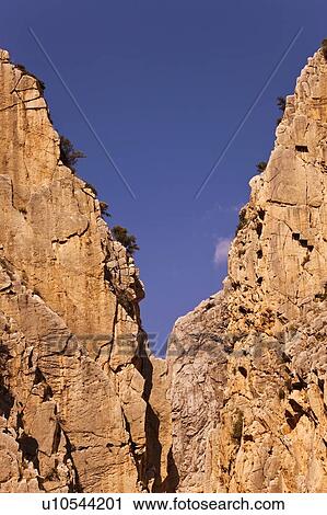 Stock Image - El Chorro gorge, Desfiladero de los Gaitanes Natural Area, Malaga Province, Spain, Europe. Fotosearch