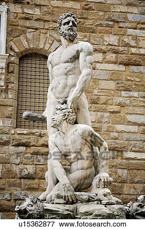 Florence, Italy; statue of Hercules and Caucus Stock Photo | u15362877