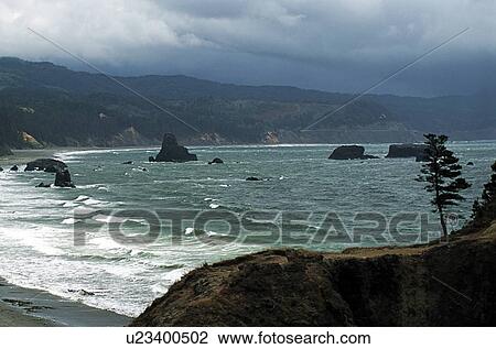 Stock Image - Gold Beach, Oregon, USA; Beautiful rugged coastline. Fotosearch