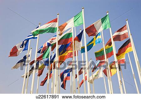 Stock Image - Group of international country flags . Fotosearch