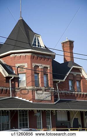 Lake of the Woods, Kenora, Ontario, Canada; Brick railway station with telephone wires View Large Photo Image Stock Photograph - Lake of the Woods, Kenora, Ontario, Canada; Brick railway station with telephone wires. Fotosearch