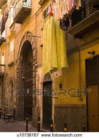 Stock Photo - Laundry drying, Naples, Italy . Fotosearch