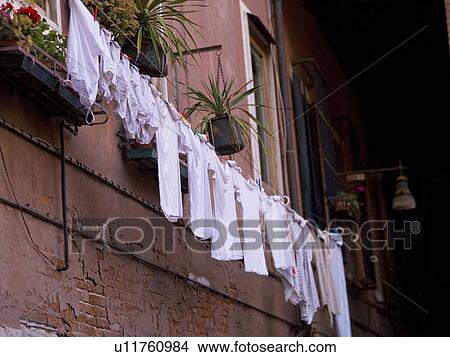 Picture - Laundry drying, Venice, Italy . Fotosearch
