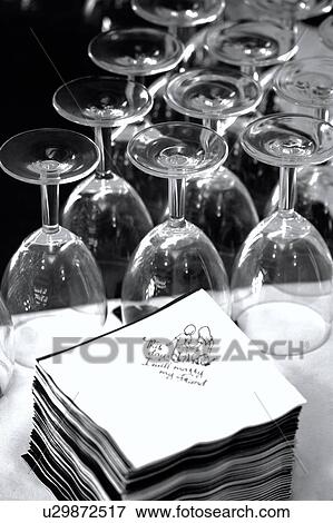 Stock Photo - Napkins and glasses. Fotosearch