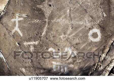 Stock Photo - Native American petroglyphs found in the Owens Valley, California, USA . Fotosearch