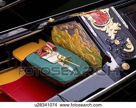 Picture - Objects in a gondola, Venice, Italy . Fotosearch