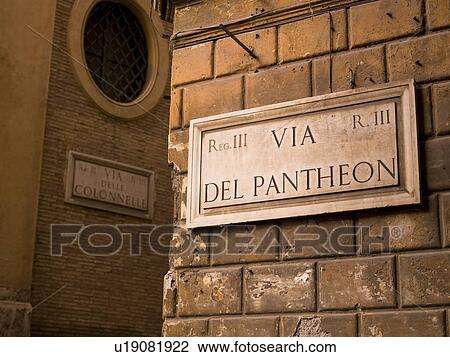 Pantheon sign, Rome, Italy View Large Photo Image Stock Image - Pantheon sign, Rome, Italy . Fotosearch
