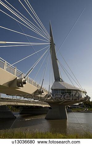 Pedestrian bridge, Esplanade Riel, Winnipeg, Manitoba, Canada View Large Photo Image Stock Image - Pedestrian bridge, Esplanade Riel, Winnipeg, Manitoba, Canada. Fotosearch