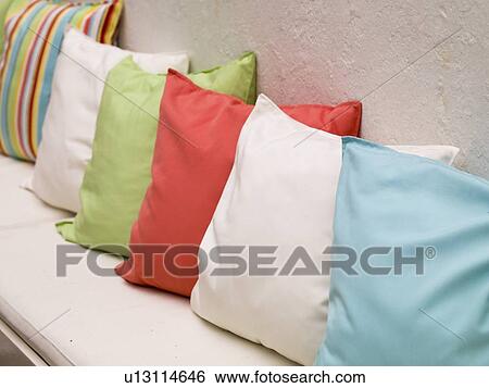 Pillows on a bench, Mykonos, Greece View Large Photo Image Stock Photograph - Pillows on a bench, Mykonos, Greece. Fotosearch