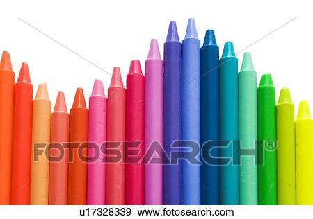 Stock Photo - Rainbow pattern of wax sticks. Fotosearch