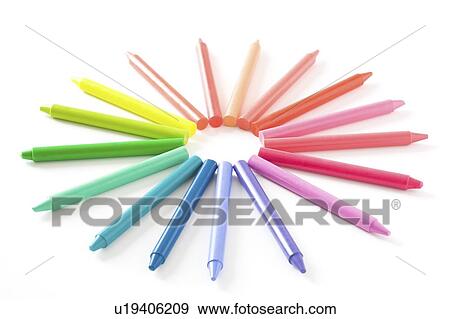 Rainbow pattern of wax sticks View Large Photo Image Stock Photo - Rainbow pattern of wax sticks. Fotosearch