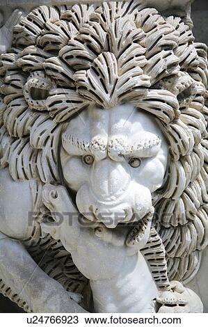 Rome, Italy; Statue of lion biting a horse View Large Photo Image Stock Image - Rome, Italy; Statue of lion biting a horse. Fotosearch